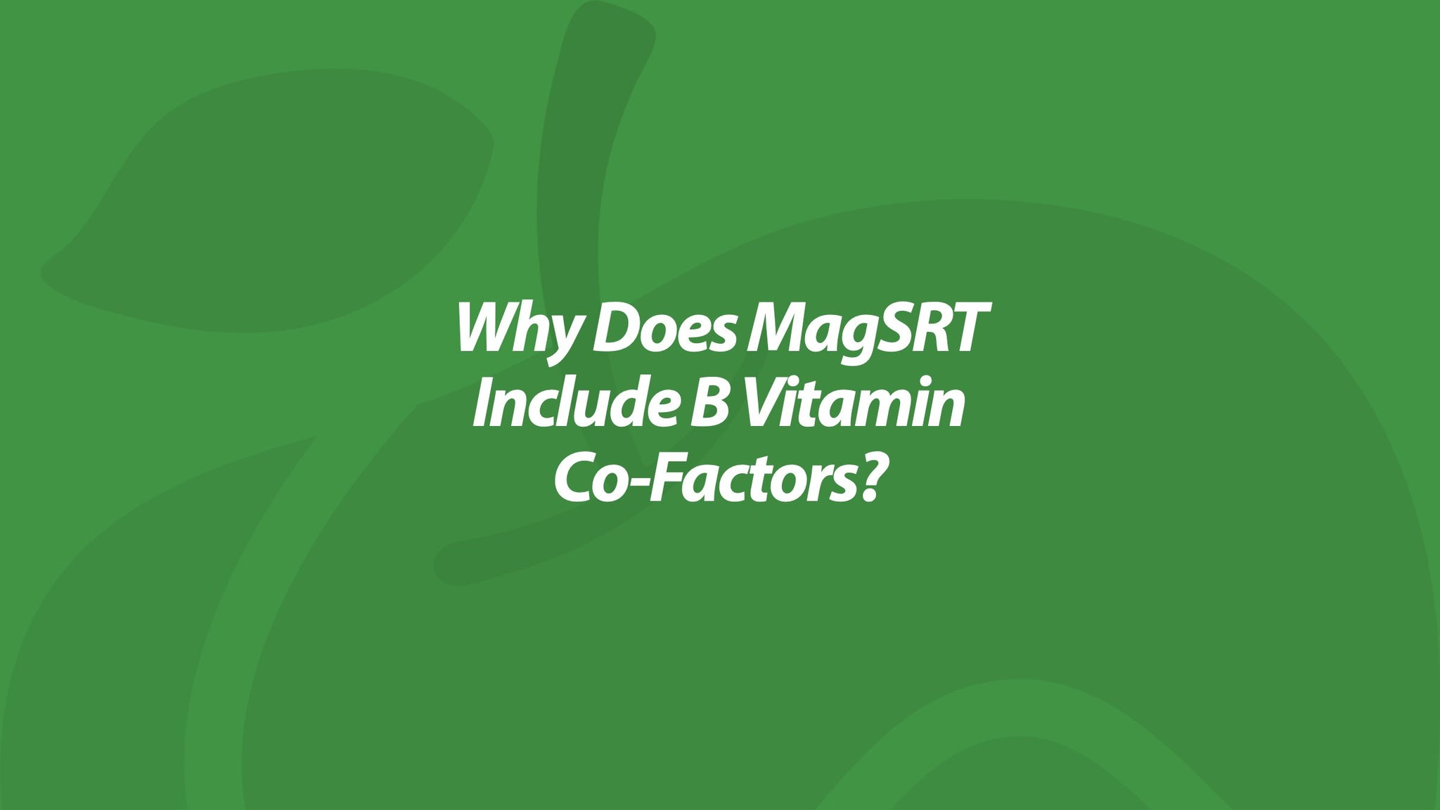 Why Does MagSRT Include B Vitamin Co-Factors?